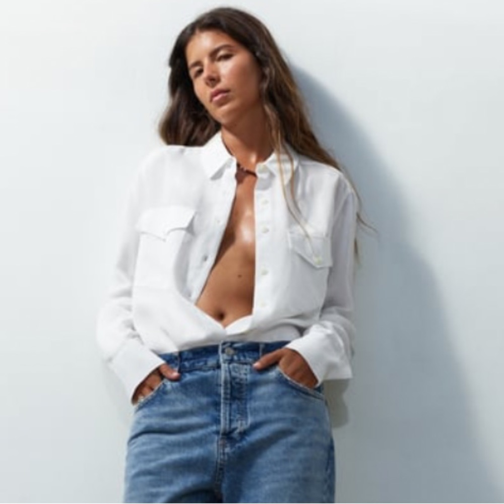 ZARA FLOWY SHIRT WITH POCKETS
